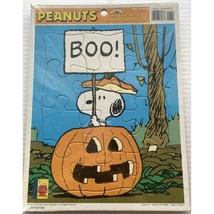 Vtg Peanuts Tray Puzzle NIP Favorite Halloween Snoopy Pumpkin JOL Thailand 8x11